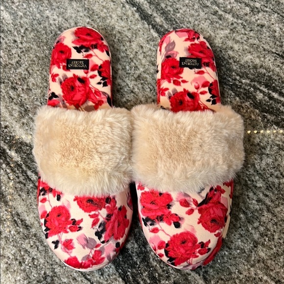 Victoria's Secret Shoes - Victoria's Secret Red Floral Women's Slippers Size Medium
